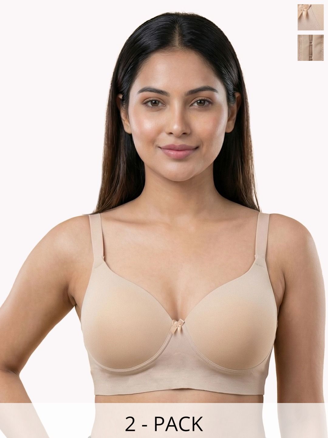 KOMLI Pack Of 2 Cotton Non-wired Push-Up Bonded Bra (Level-3 Padding) with 3/4th Coverage-picture-16