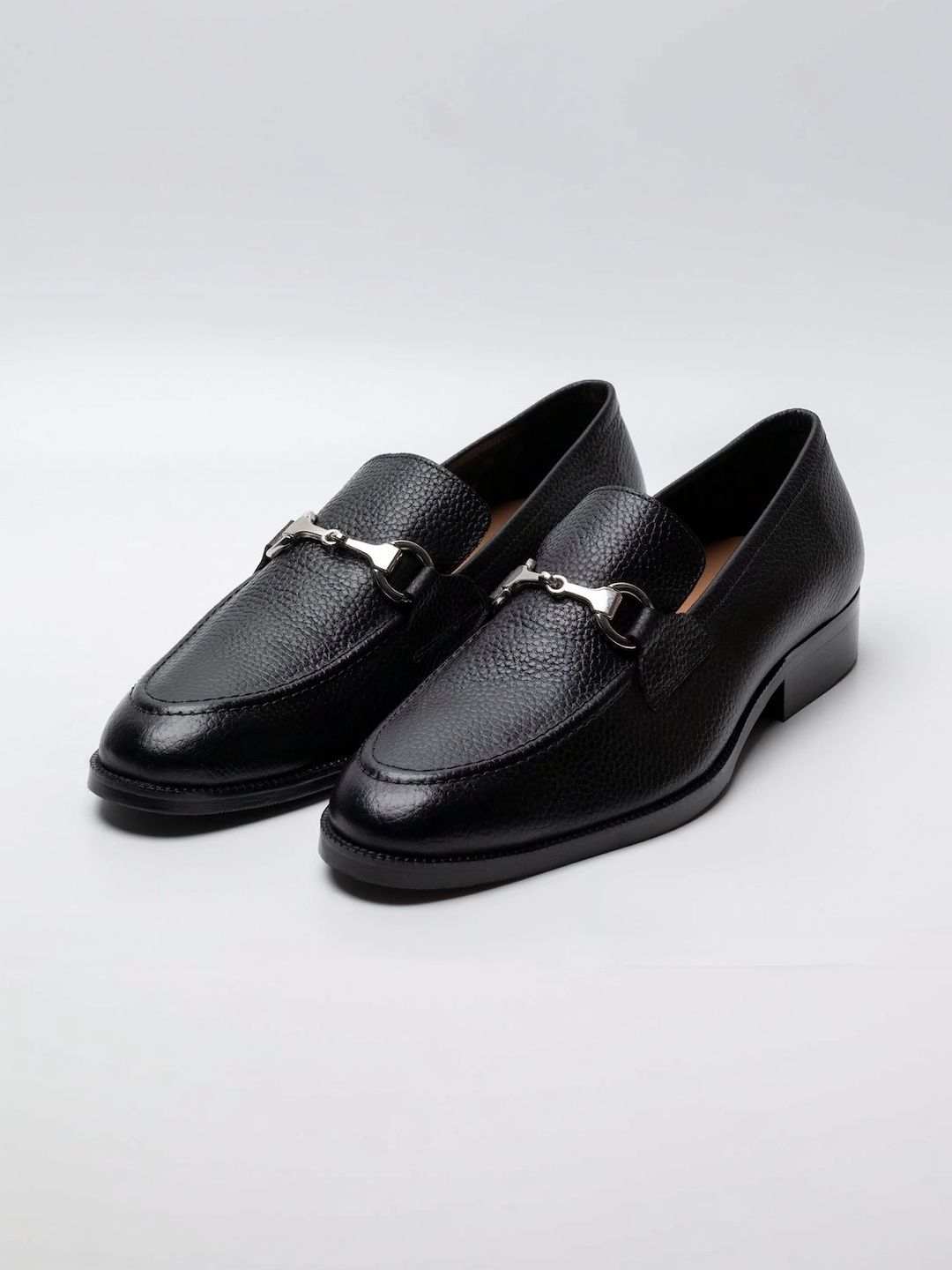 Dapper Shoes Co. Men Textured Leather Round Toe Slip-On Loafers Formal Shoes-image-5