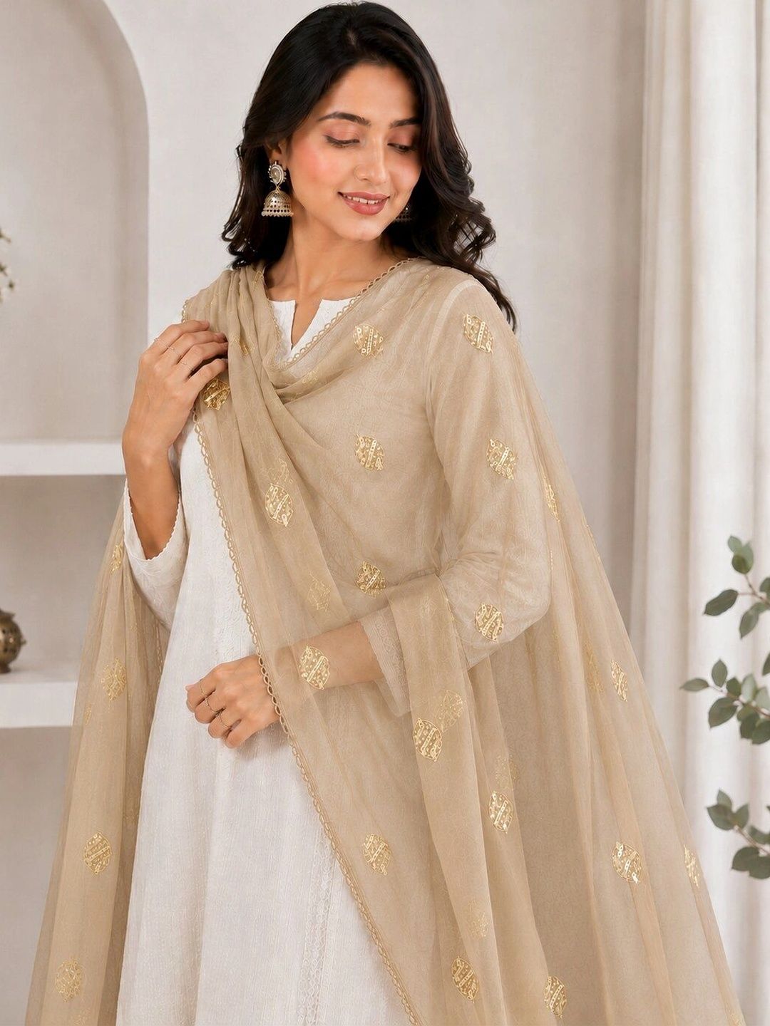 Ground Fashion Ethnic Motifs Embroidered Dupatta with Thread Work-picture-39