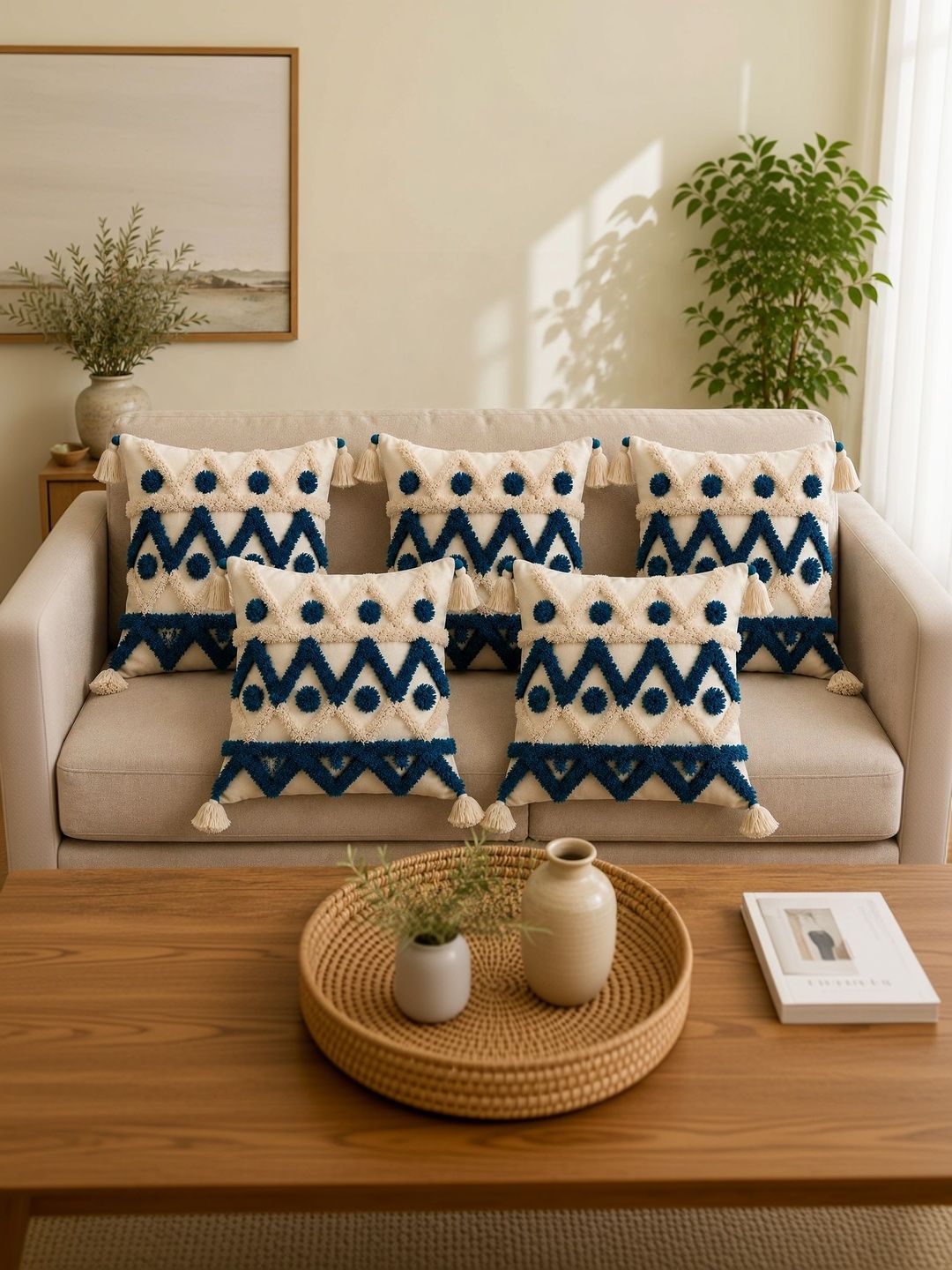 Sawariya Seth Decor Multicoloured Set of 5 Geometric Square Cushion Covers-picture-32