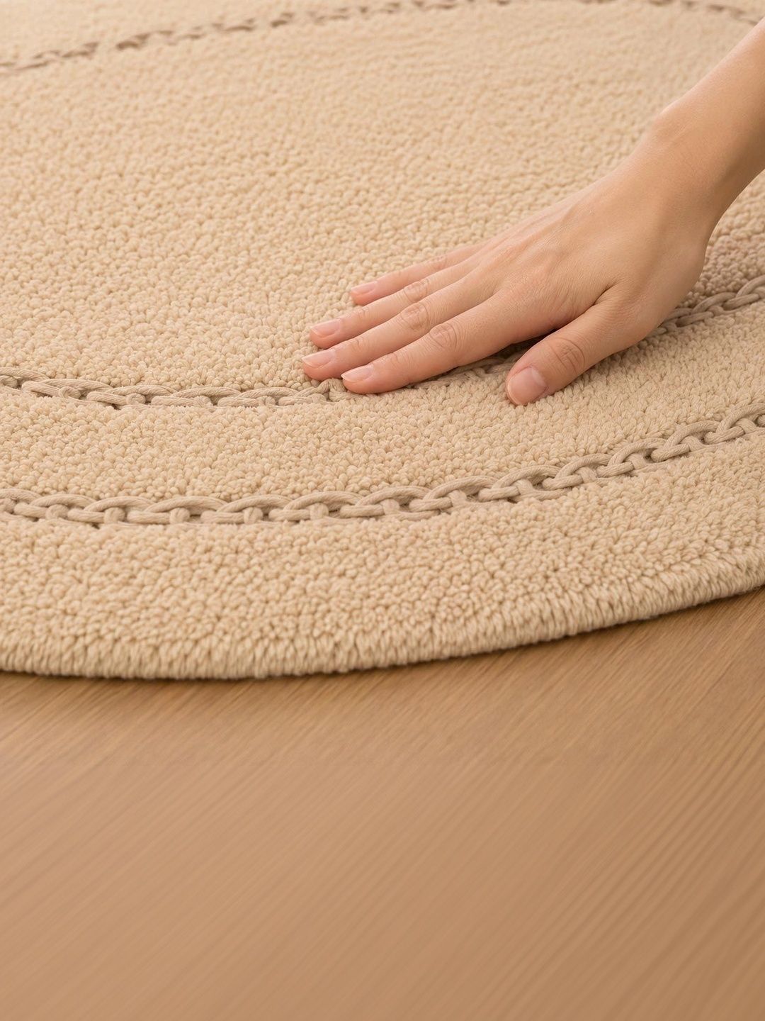 THE S LIVING Beige Anti Skid Durable 1450 GSM Bath Rugs-picture-13