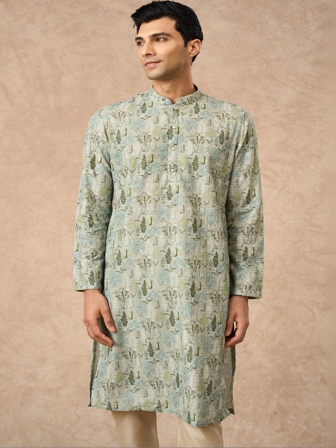 Manyavar Men Ethnic Motifs Printed Regular Kurta with Trousers-picture-54