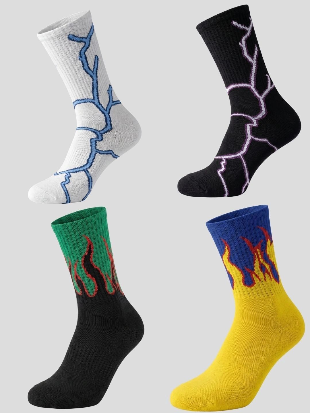 Moda Rapido Men Pack of 4 Cotton Blend Patterned Calf Length Socks-picture-47