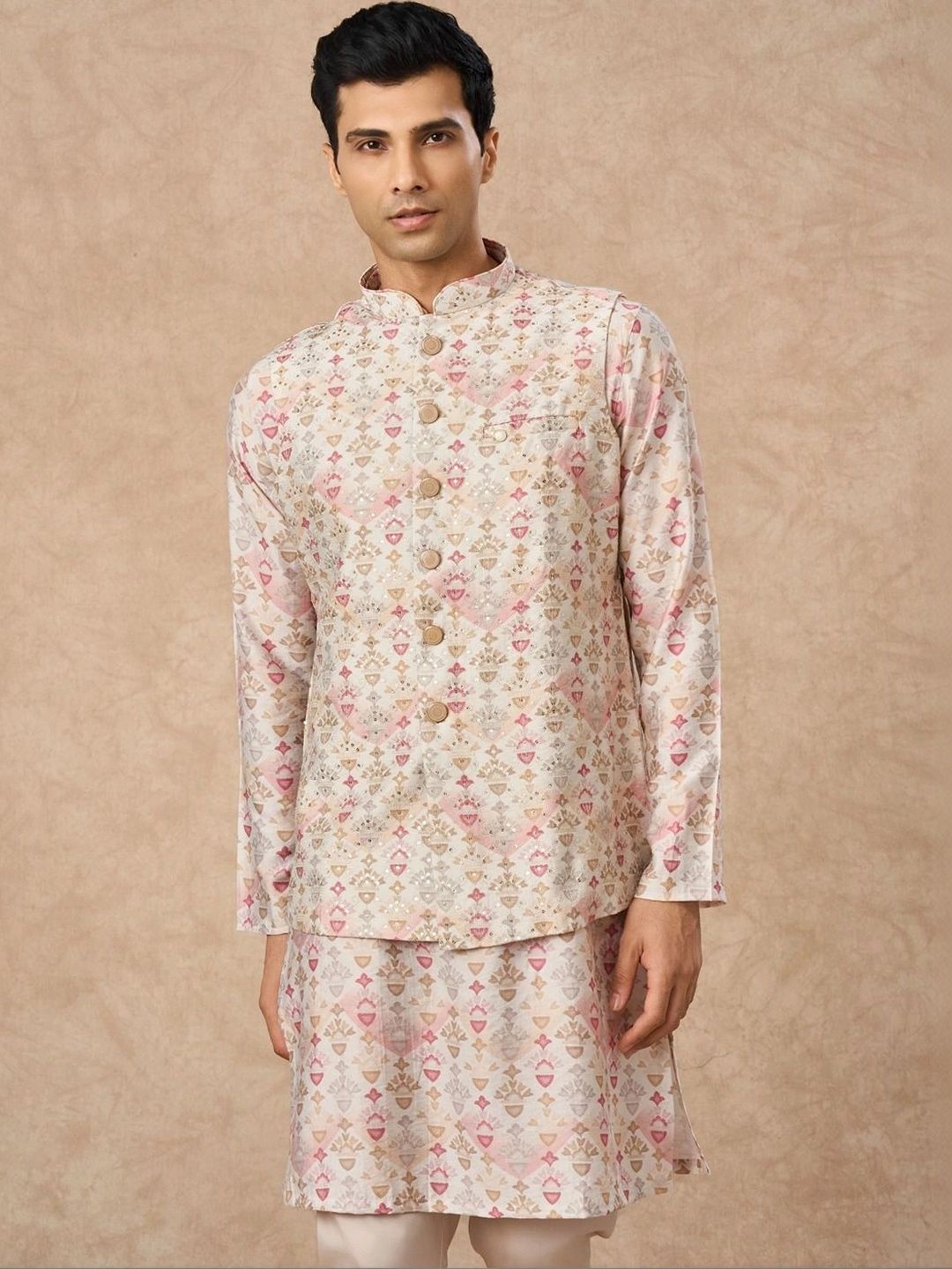 Manyavar Men Ethnic Motifs Printed Regular Kurta with Trousers-picture-30