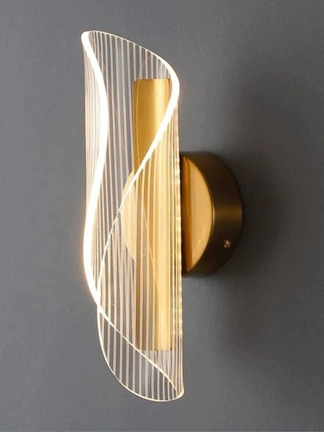 Stello Gold-Toned Metal Contemporary Abstract Shaped Shaped Wall Lamp-picture-39