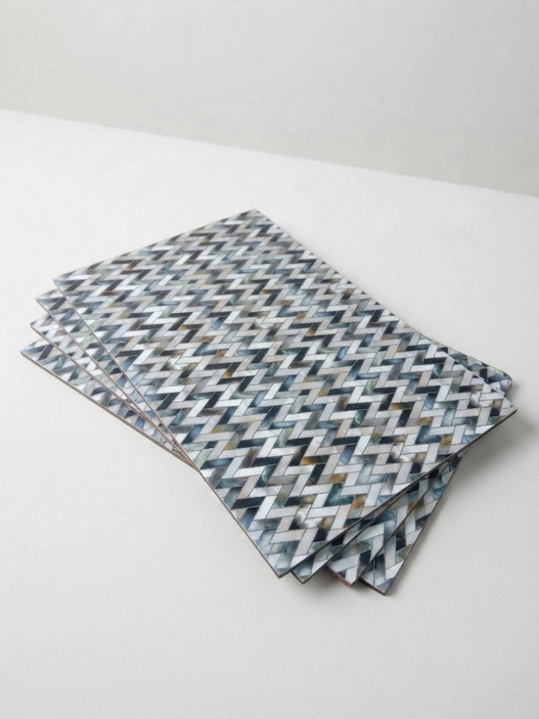 THE HOME CO. 4-Pcs White & Grey Printed Rectangle Table Placemats-picture-29