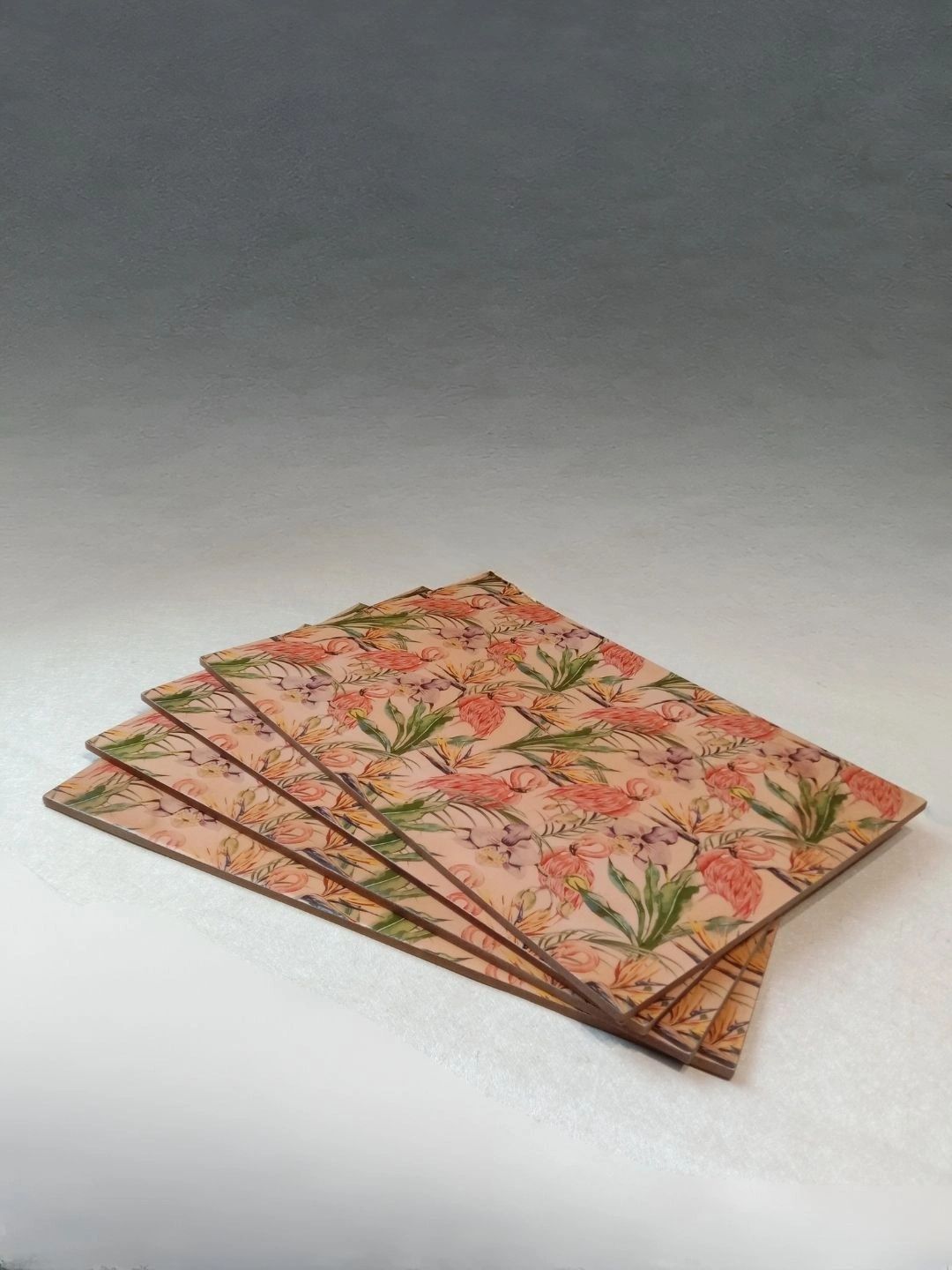 THE HOME CO. 4-Pcs Peach & Green Printed Rectangle Table Placemats-picture-13