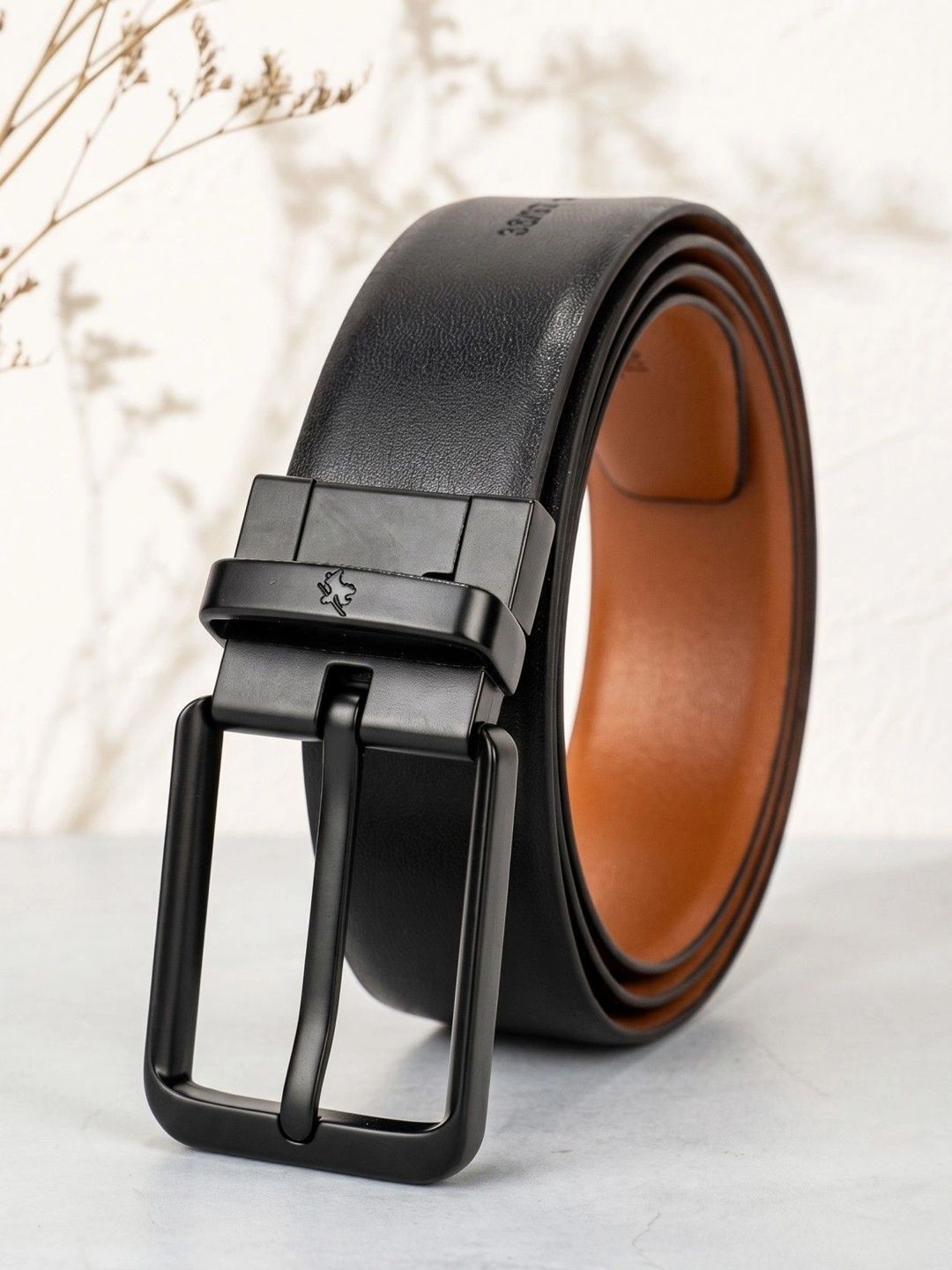 Cantabil Men Textured Leather Reversible Formal Belt-image-47