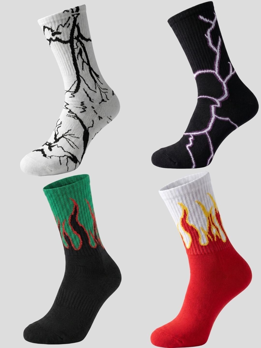Moda Rapido Men Pack of 4 Cotton Blend Patterned Calf Length Socks-picture-30