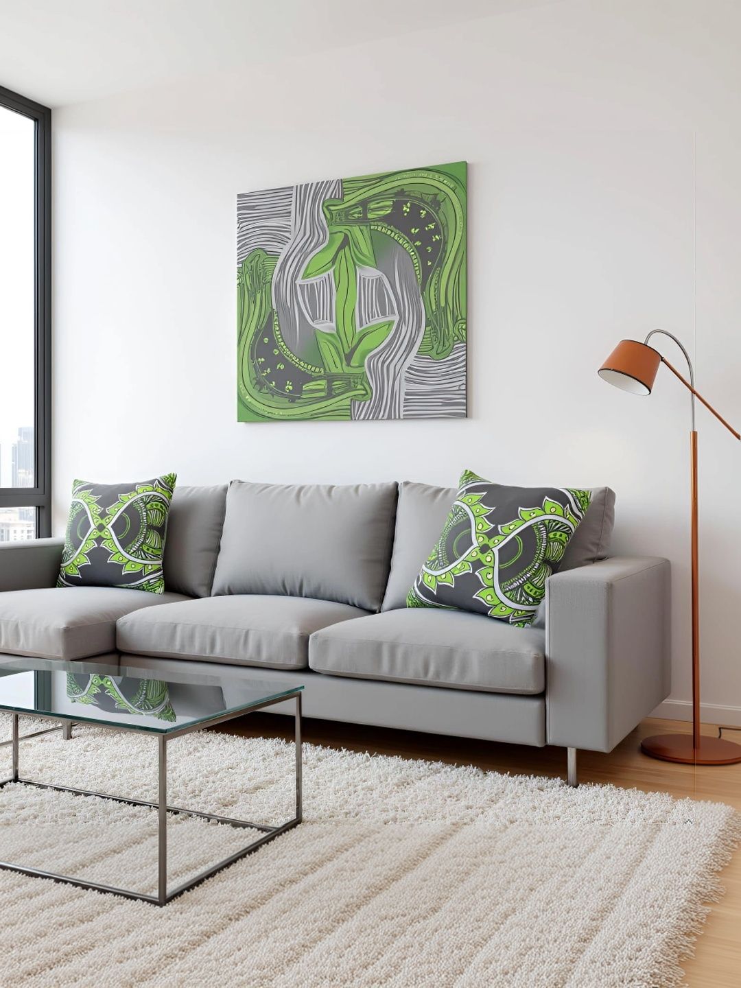 SAJAVAT Grey & Lime Green Cushion Covers-image-0