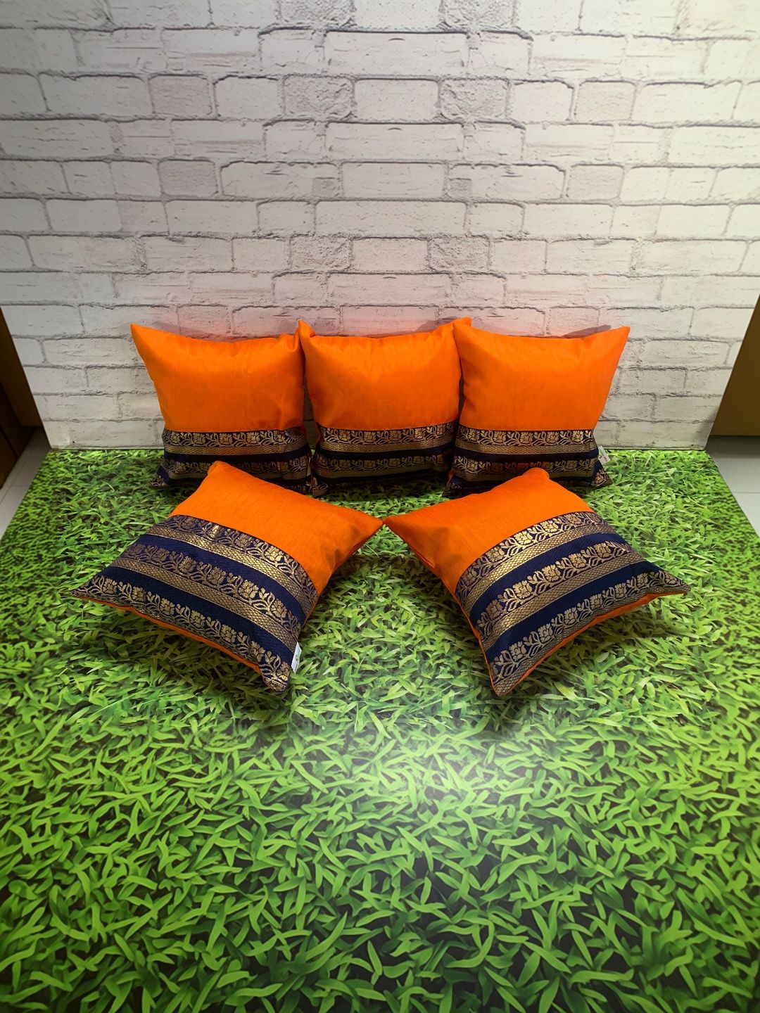 Pink Parrot Multicoloured Set of 5 Ethnic Motifs Square Cushion Covers-picture-48