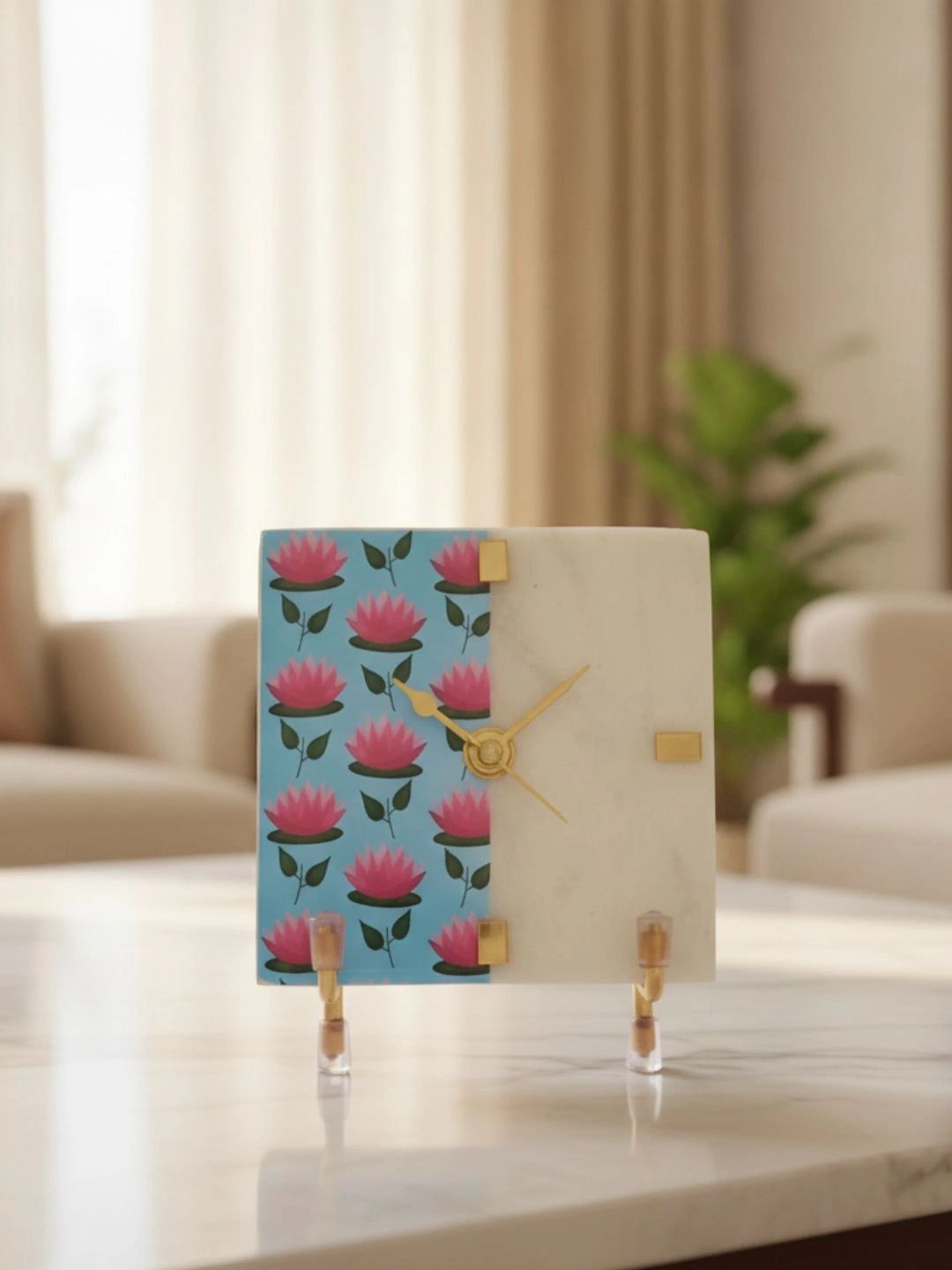 HOMEARTE White Printed Table Clock-image-32