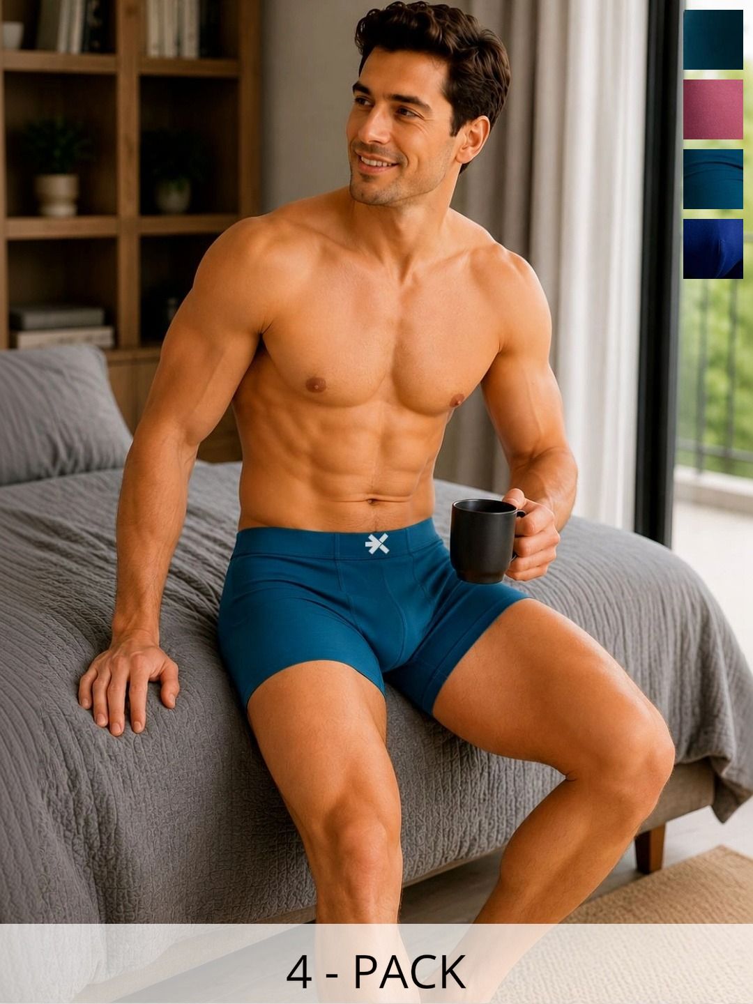 HRX by Hrithik Roshan Men Pack of 4 Cotton Blend Assorted Solid Trunks-picture-18