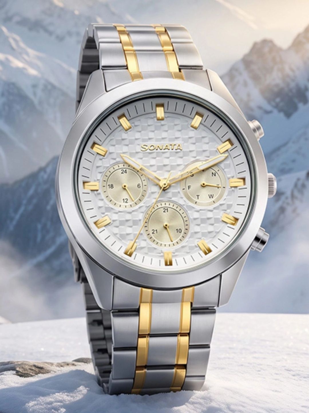 Sonata Men Dial & Bracelet Style Straps Analogue Multi Function Watch 7158BM01-picture-36