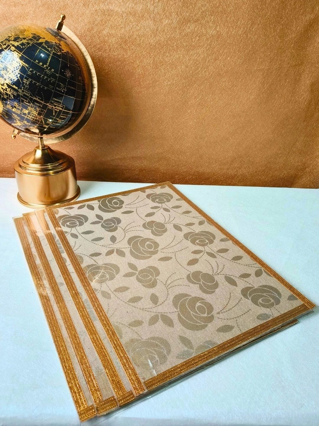 THE HOME CO. 4 Pcs Beige Printed Rectangle Table Placemats-picture-40