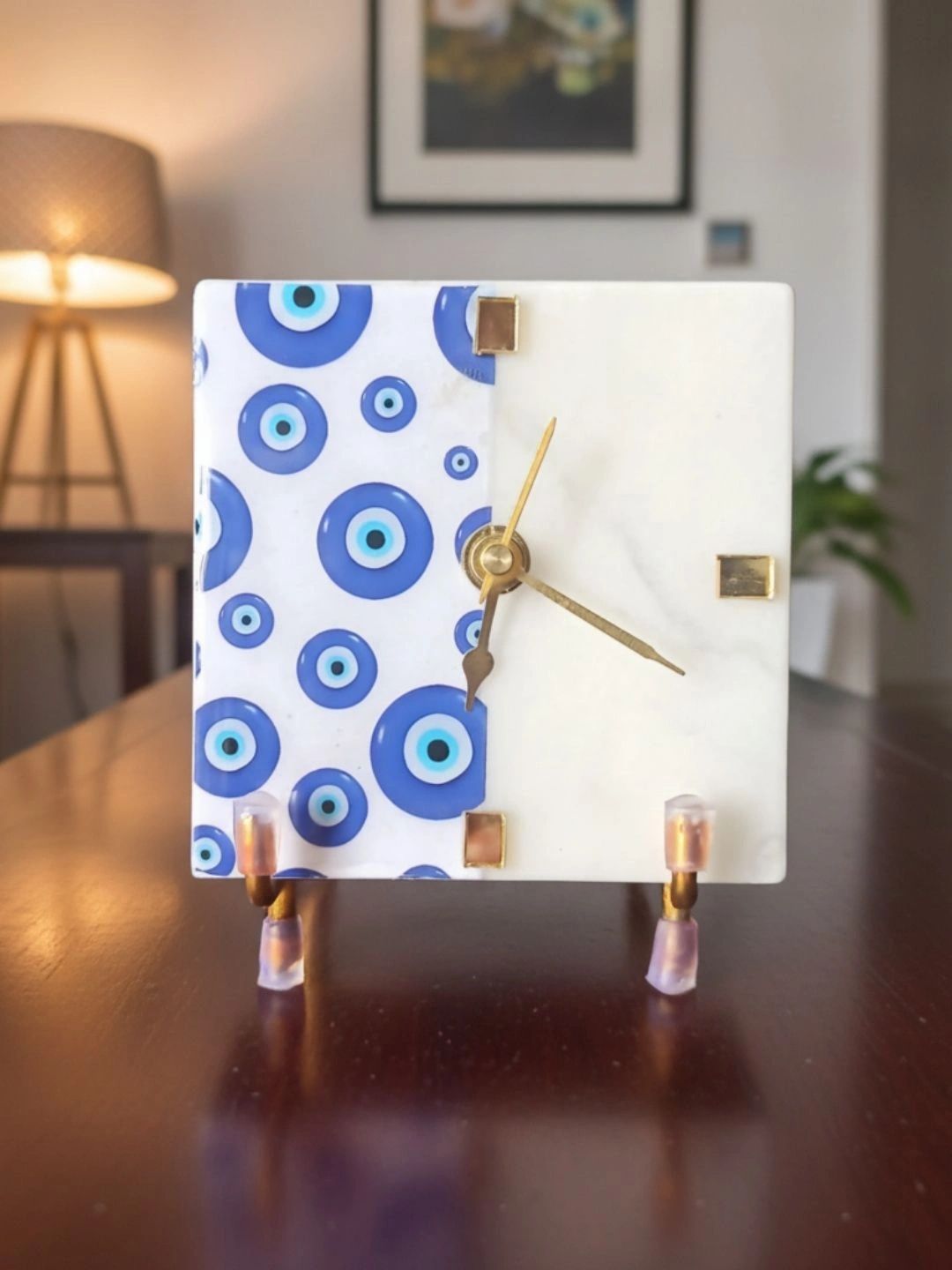 HOMEARTE White Printed Table Clock-image-30