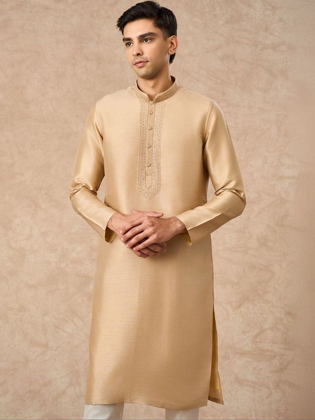 Manyavar Men Embroidered Regular Thread Work Kurta with Pyjamas-picture-16