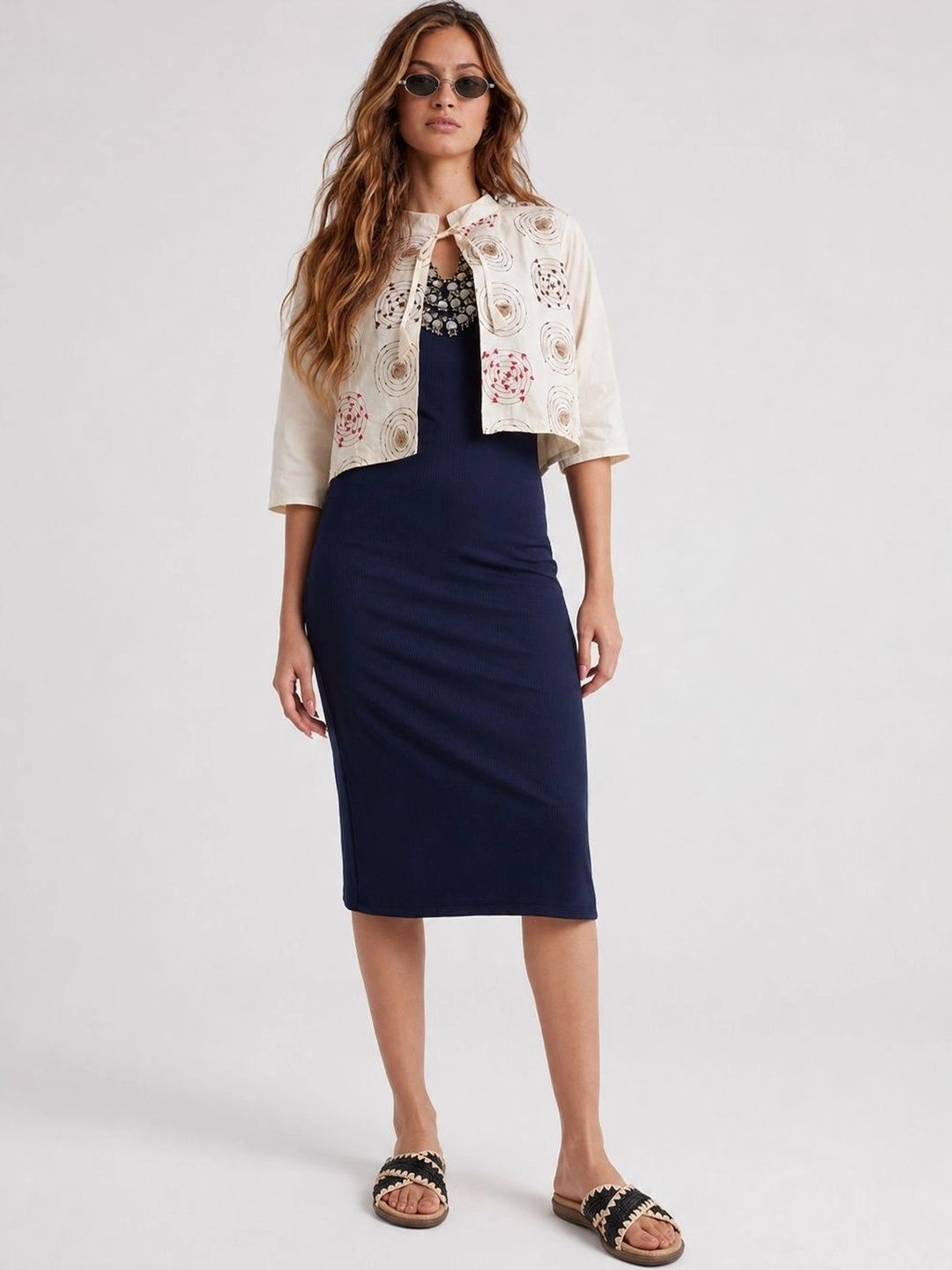 Roadster Women Crop Open Front Jacket with Embroidered-picture-54