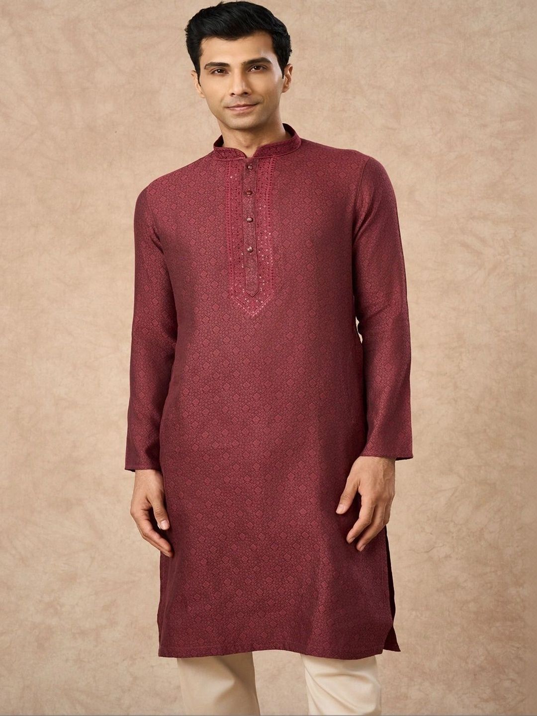 Manyavar Men Ethnic Motifs Regular Thread Work Kurta with Pyjamas-picture-20