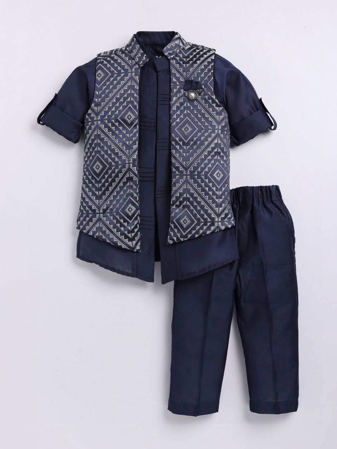 LITTLE COLLARS Boys Regular Kurta with Trousers-picture-12
