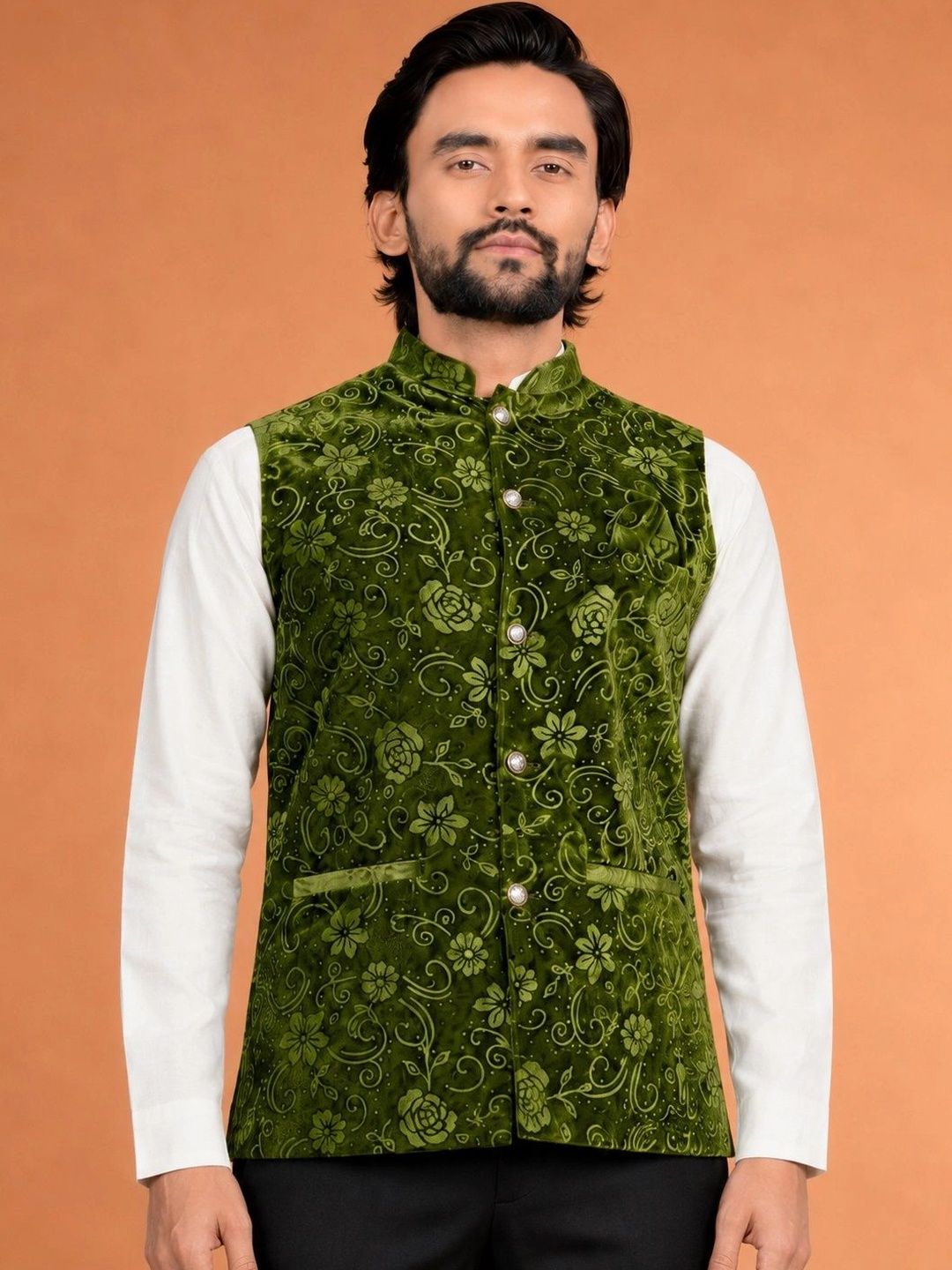 Leipzig Fashion Men Open Front Jacket with Embroidered-picture-42