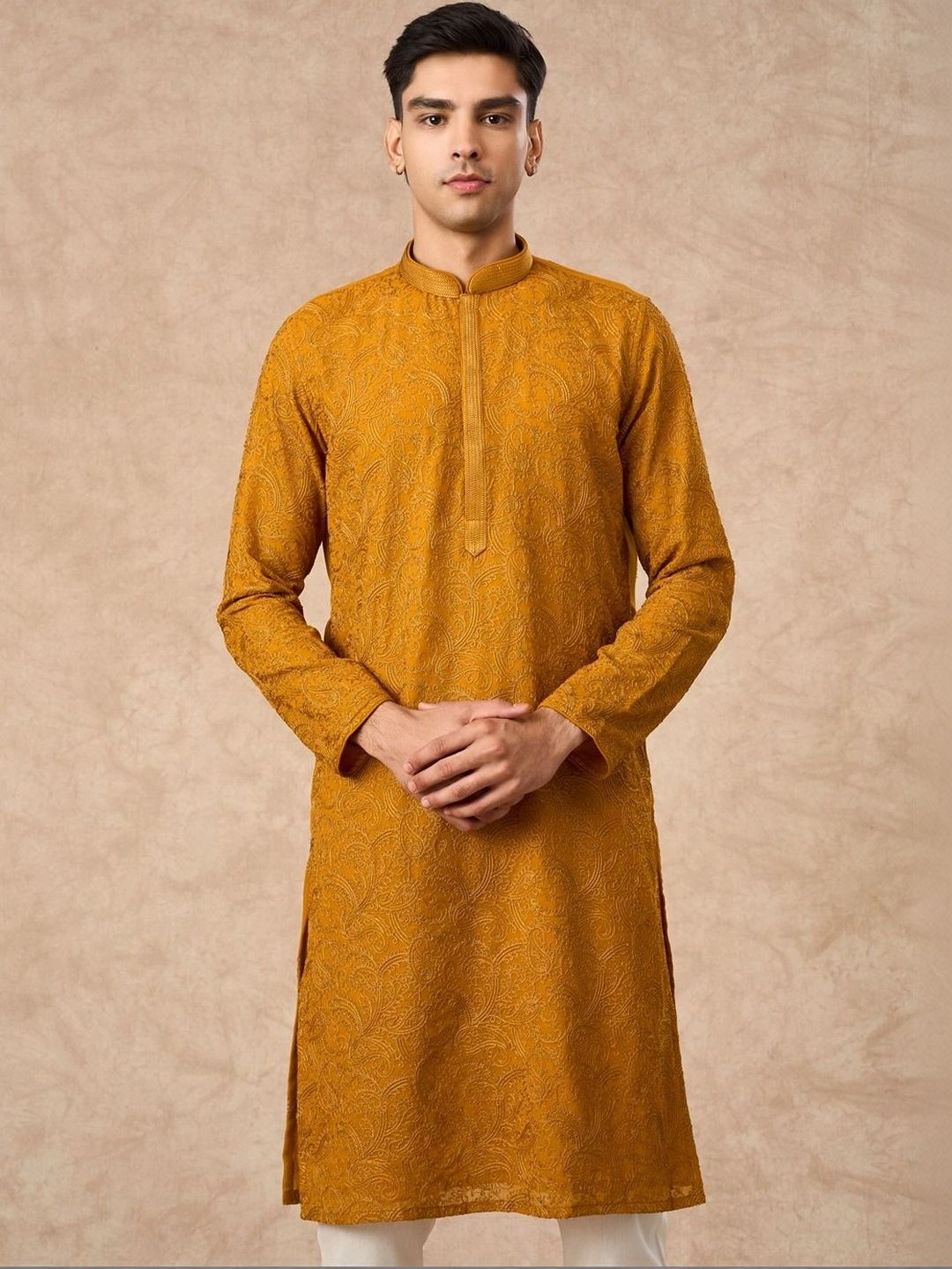Manyavar Men Ethnic Motifs Embroidered Regular Thread Work Kurta with Pyjamas-picture-35