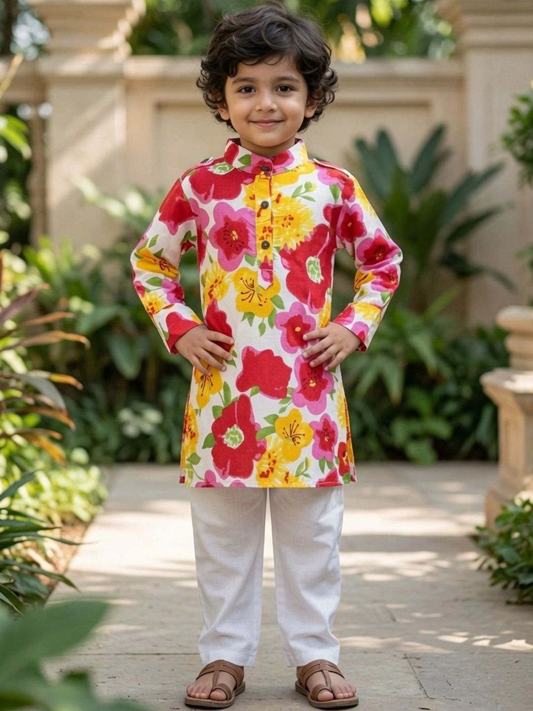 Cutiekins Boys Floral Printed Regular Kurta with Pyjamas-picture-13