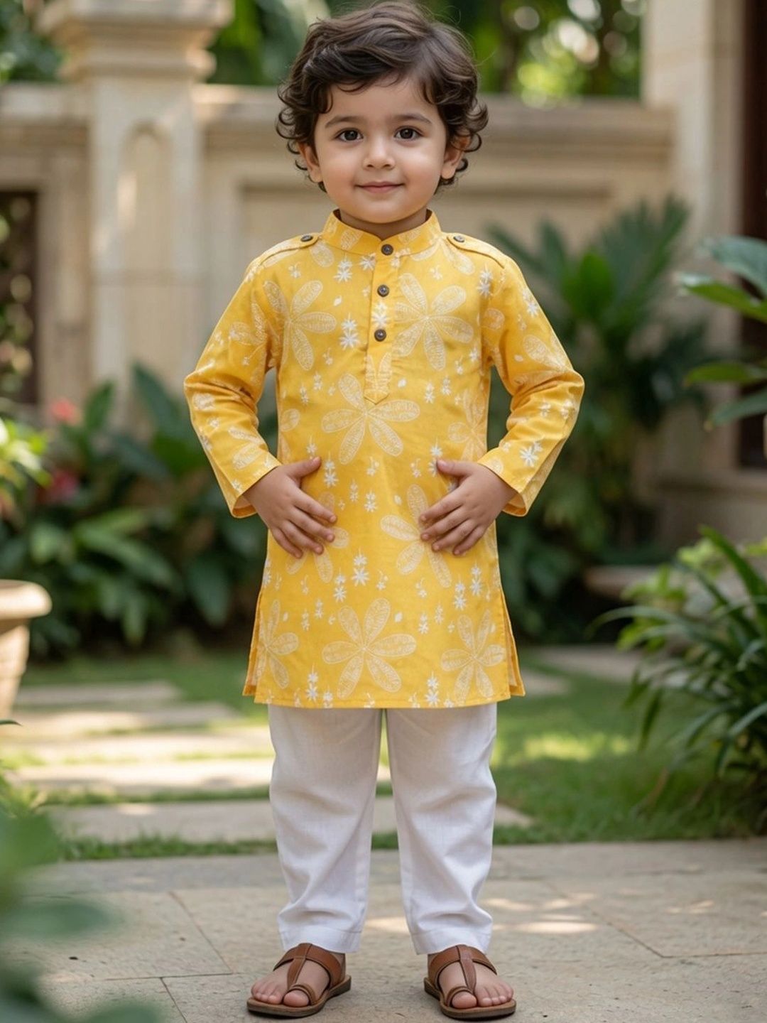 Cutiekins Boys Floral Printed Regular Kurta with Pyjamas-picture-21
