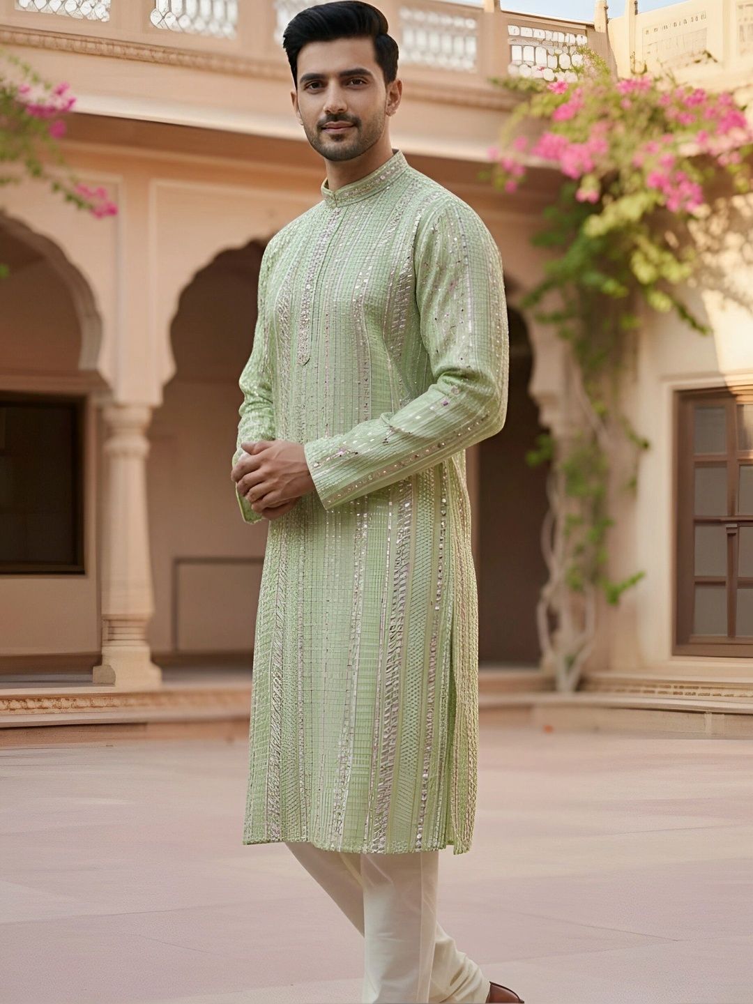 The Dapperman Men Sequinned Kurta-picture-14