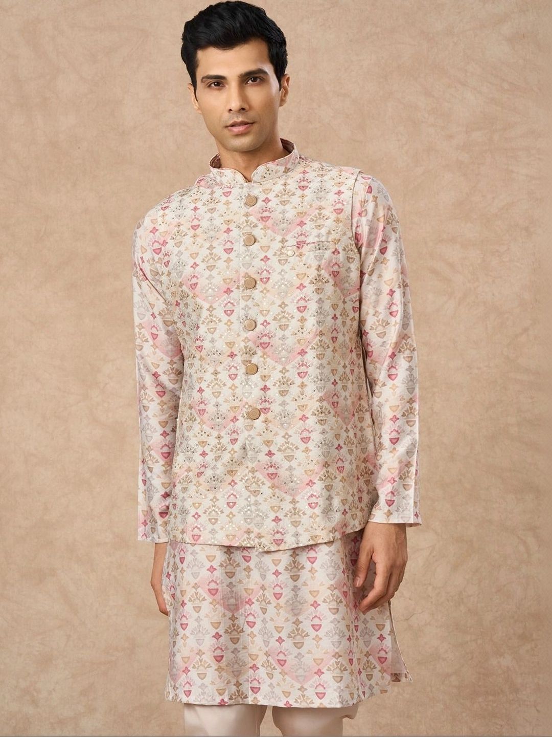 Manyavar Men Ethnic Motifs Printed Regular Kurta with Trousers-picture-56