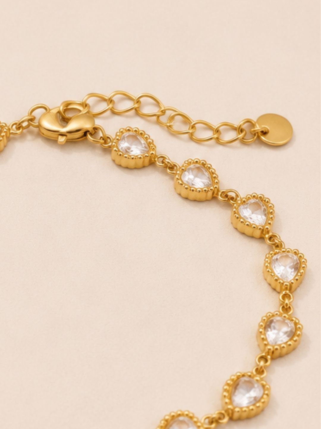 DIVING SWAN Women 18K Thick Gold Plated Reva Heartstone Chain Bracelet-picture-41