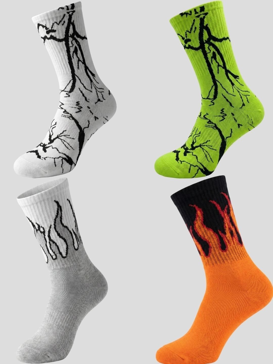 Moda Rapido Men Pack of 4 Cotton Blend Patterned Calf Length Socks-picture-50