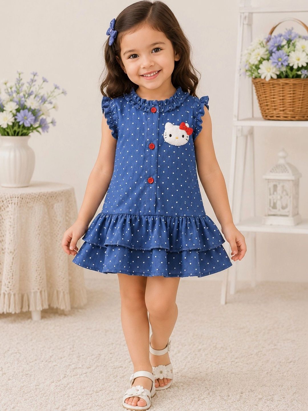 LULU & SKY Polka Dot Print Ruffled A-Line Dress-picture-38