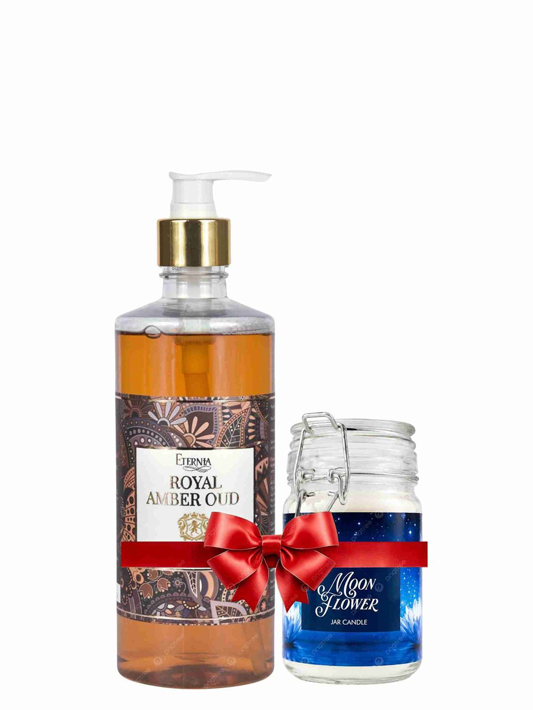 Eternia Royal Amber Oud Sulphate Free Handwash & Moon Flower Candle Combo Set-image-42