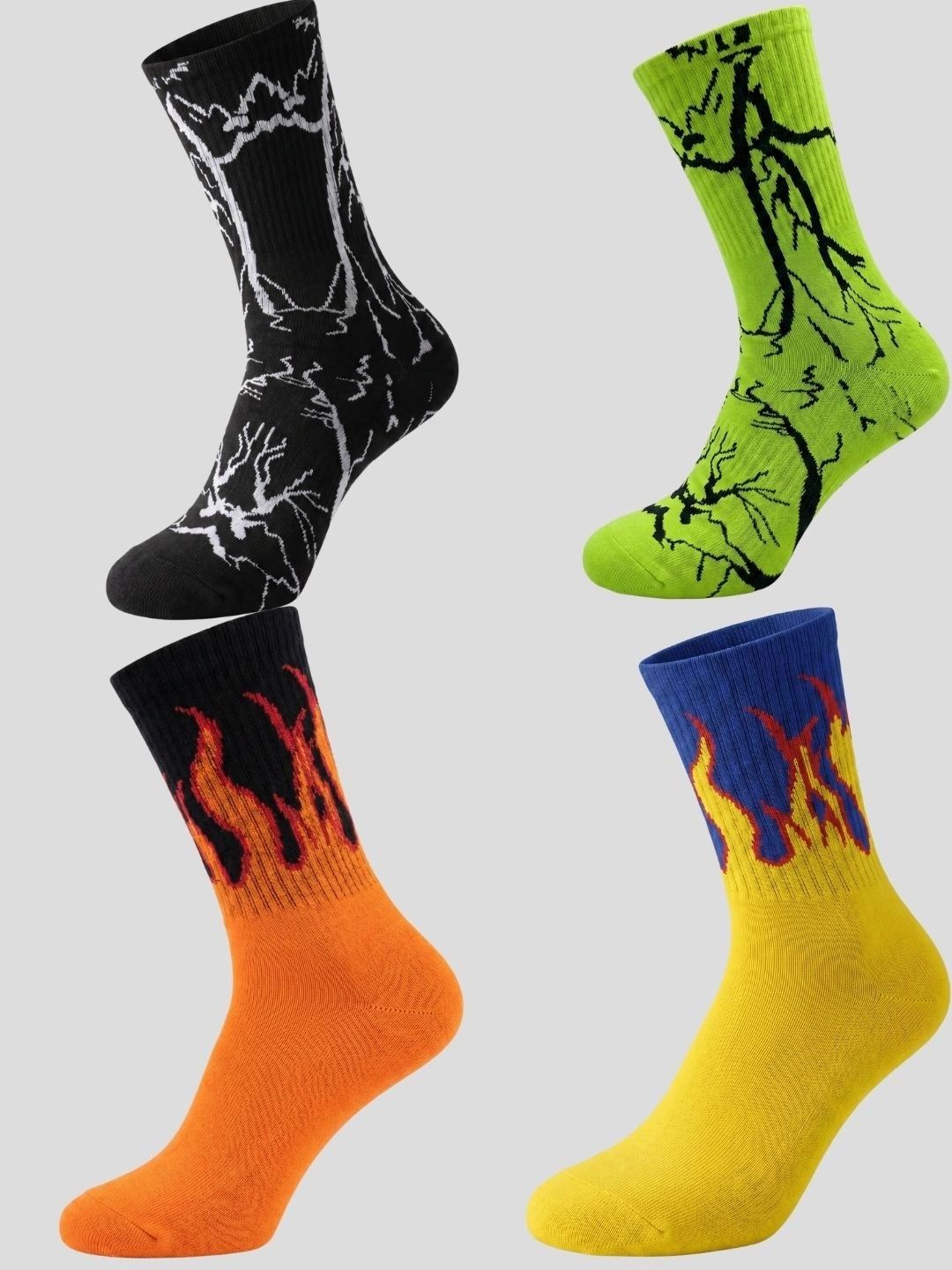 Moda Rapido Men Pack of 4 Cotton Blend Patterned Calf Length Socks-picture-17