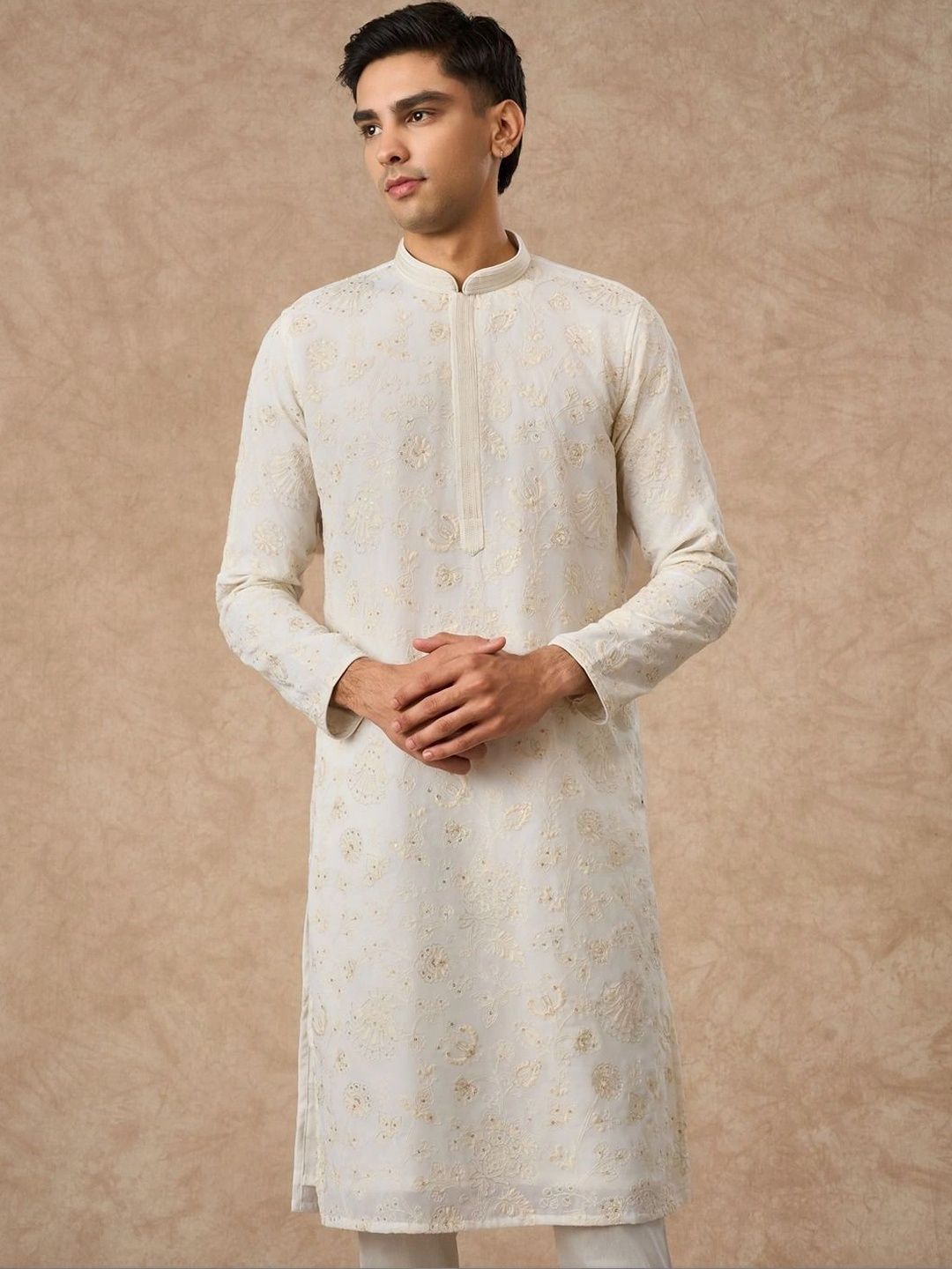 Manyavar Men Ethnic Motifs Embroidered Regular Thread Work Kurta with Pyjamas-picture-23