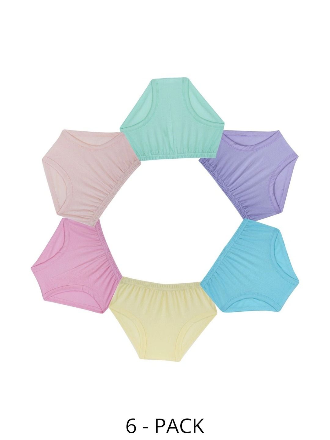 EFAME Girls Pack of 6 Assorted Cotton Basic Briefs-picture-56
