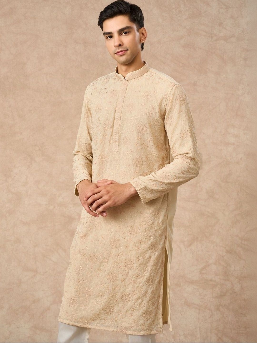 Manyavar Men Ethnic Motifs Embroidered Regular Thread Work Kurta with Pyjamas-picture-18