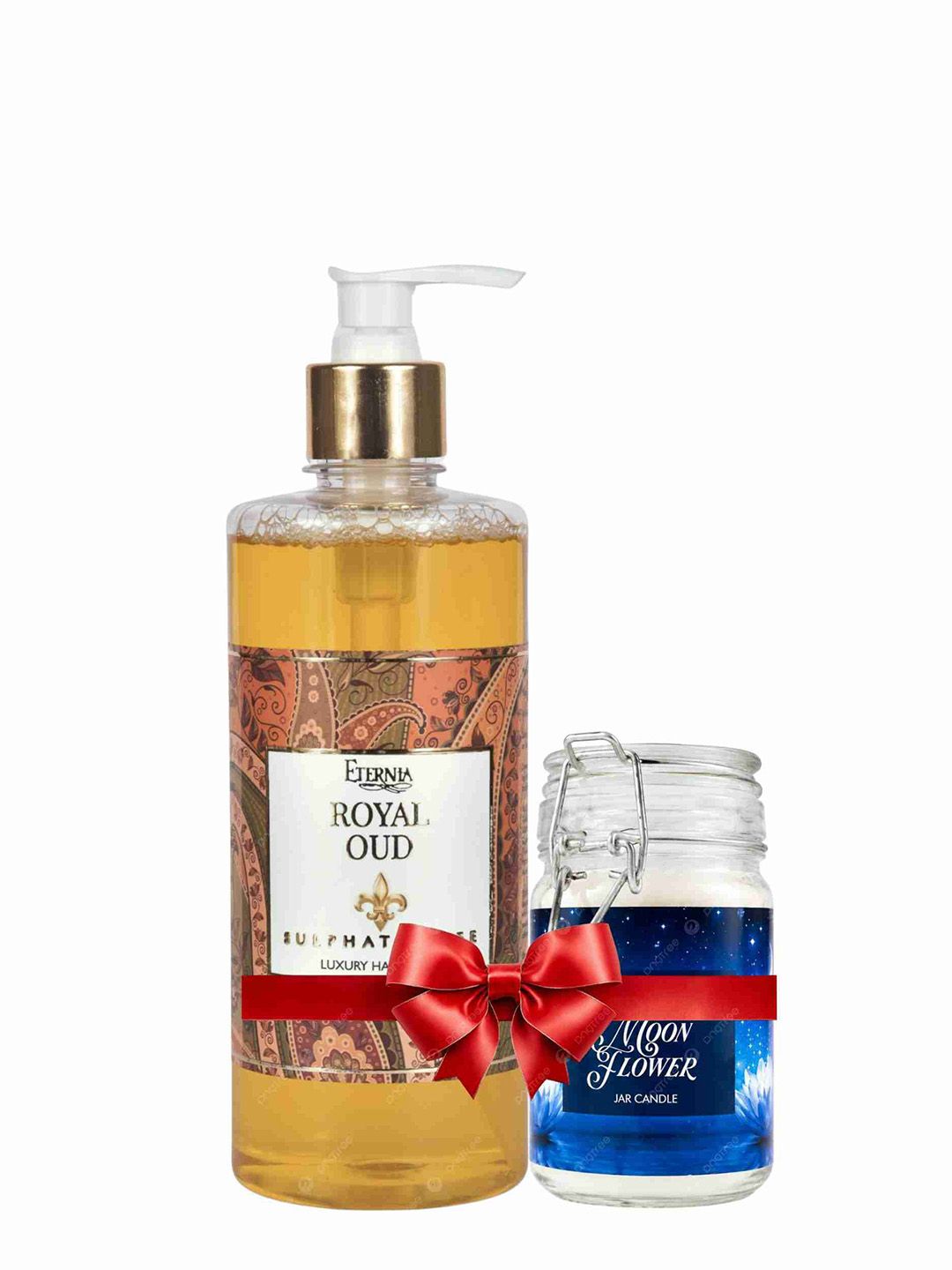 Eternia Royal Oud Sulphate Free Handwash & Moon Flower Candle Combo Set-image-3
