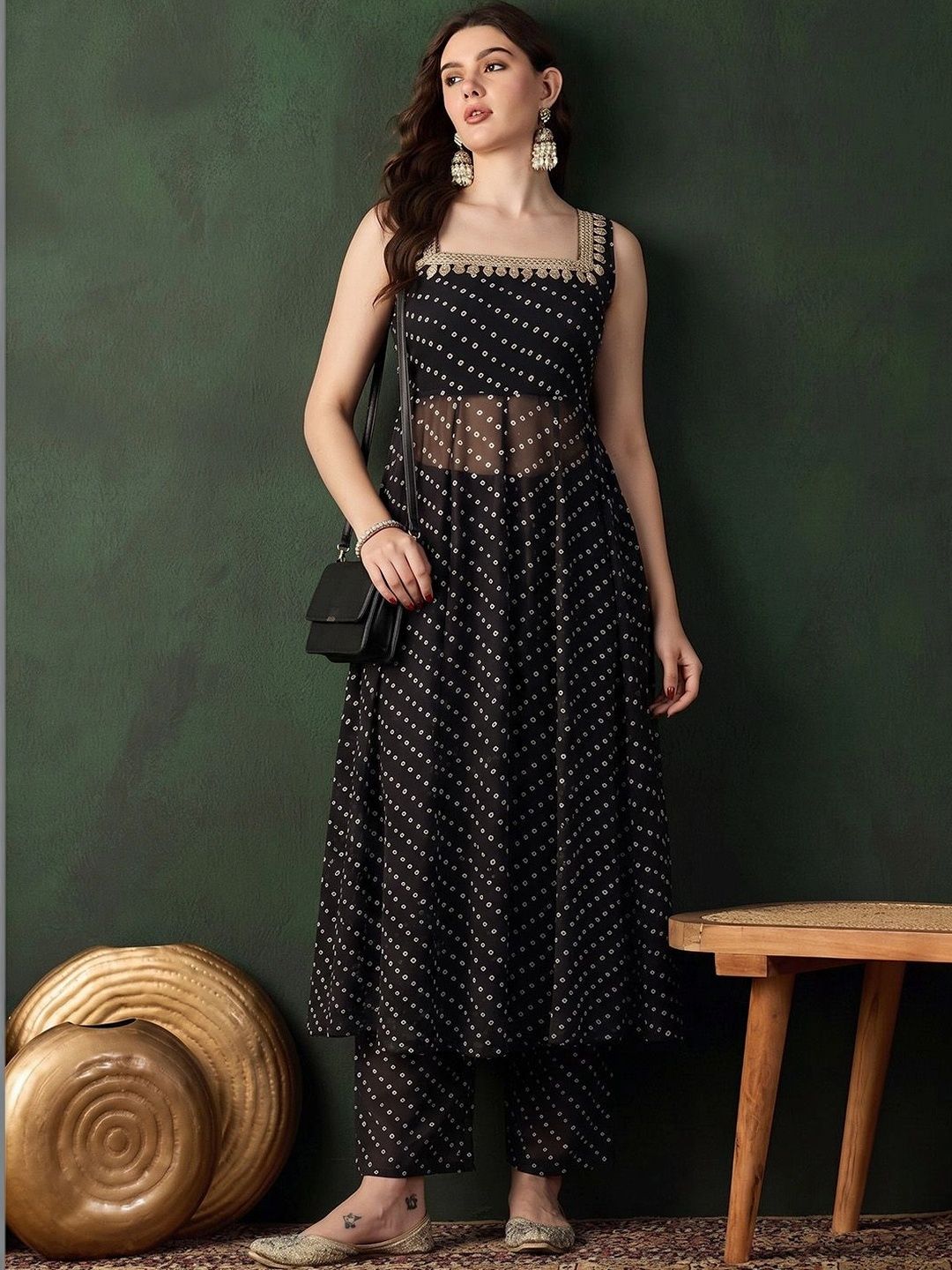 Sangria Women Ethnic Motifs Printed Regular Thread Work Kurta with Palazzos-image-35