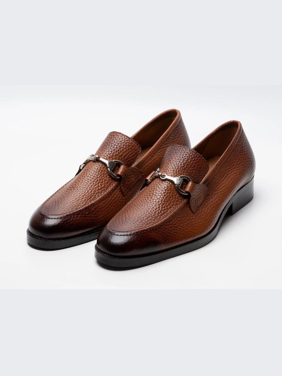 Dapper Shoes Co. Men Textured Leather Round Toe Slip-On Loafers Formal Shoes-image-6