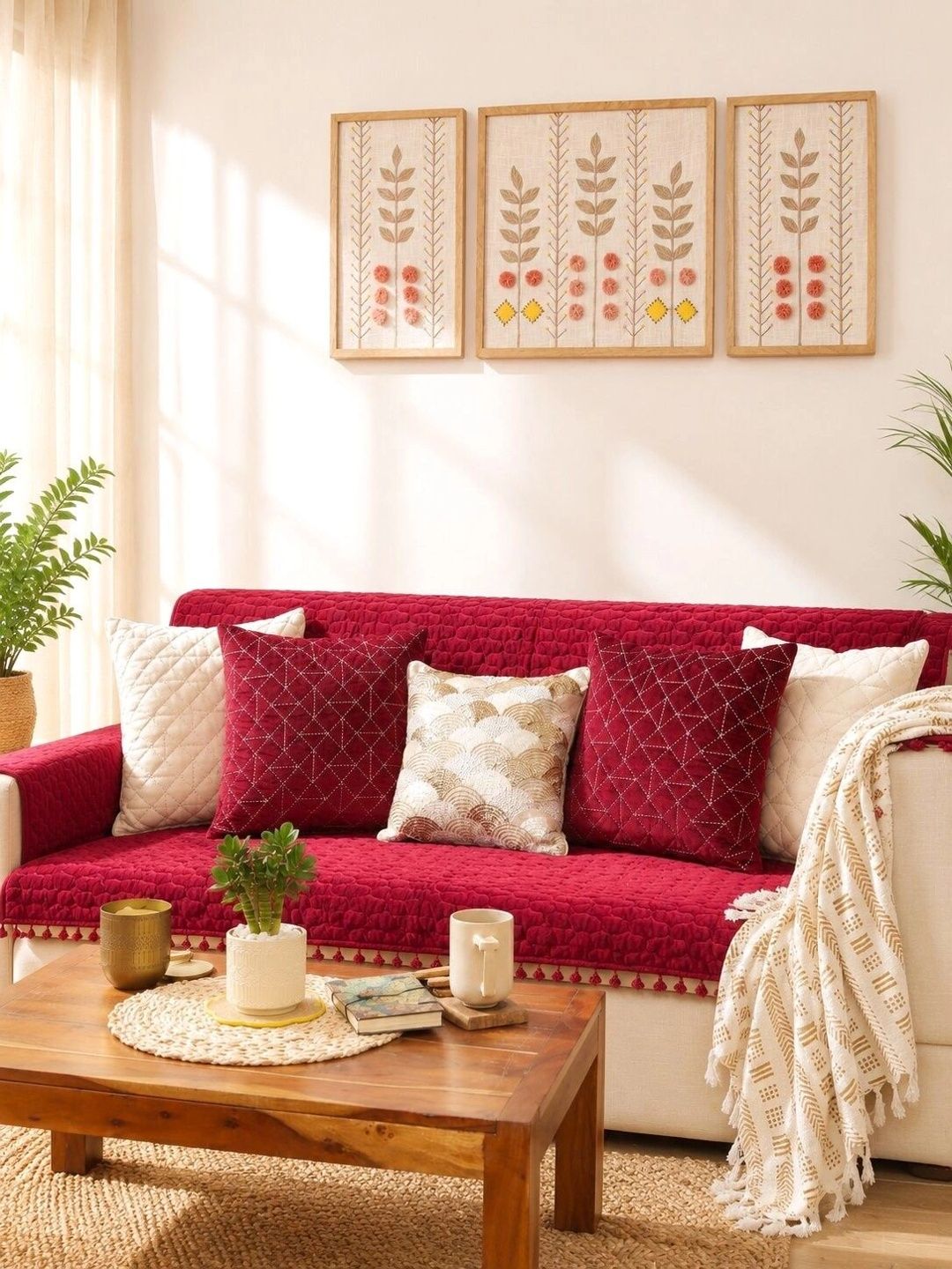 eyda Maroon Sofa Cover With Arms-picture-12