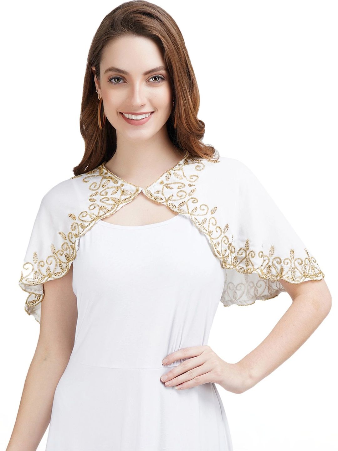 AOL Women Party Embroidered Crop Ethnic Shrug-picture-29