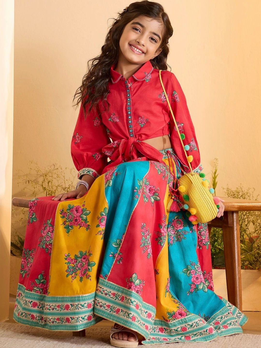 Biba Girls Printed Ready to Wear Lehenga &-picture-20