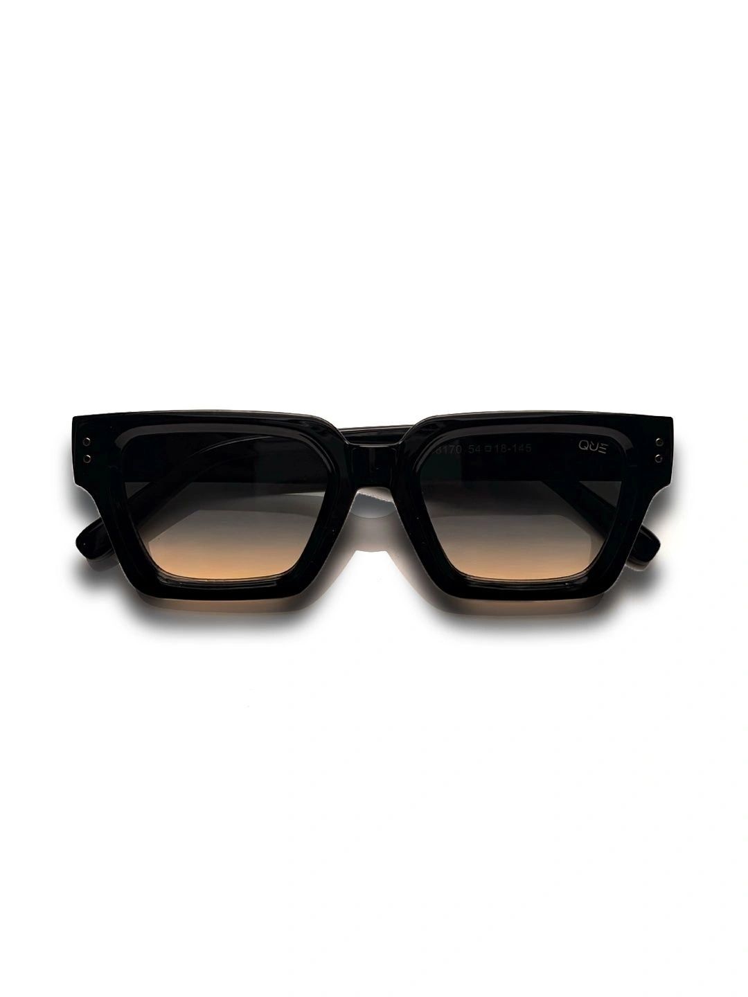 QUE UNIVERSE Unisex Brown Lens & Black Rectangle Sunglasses with-picture-25
