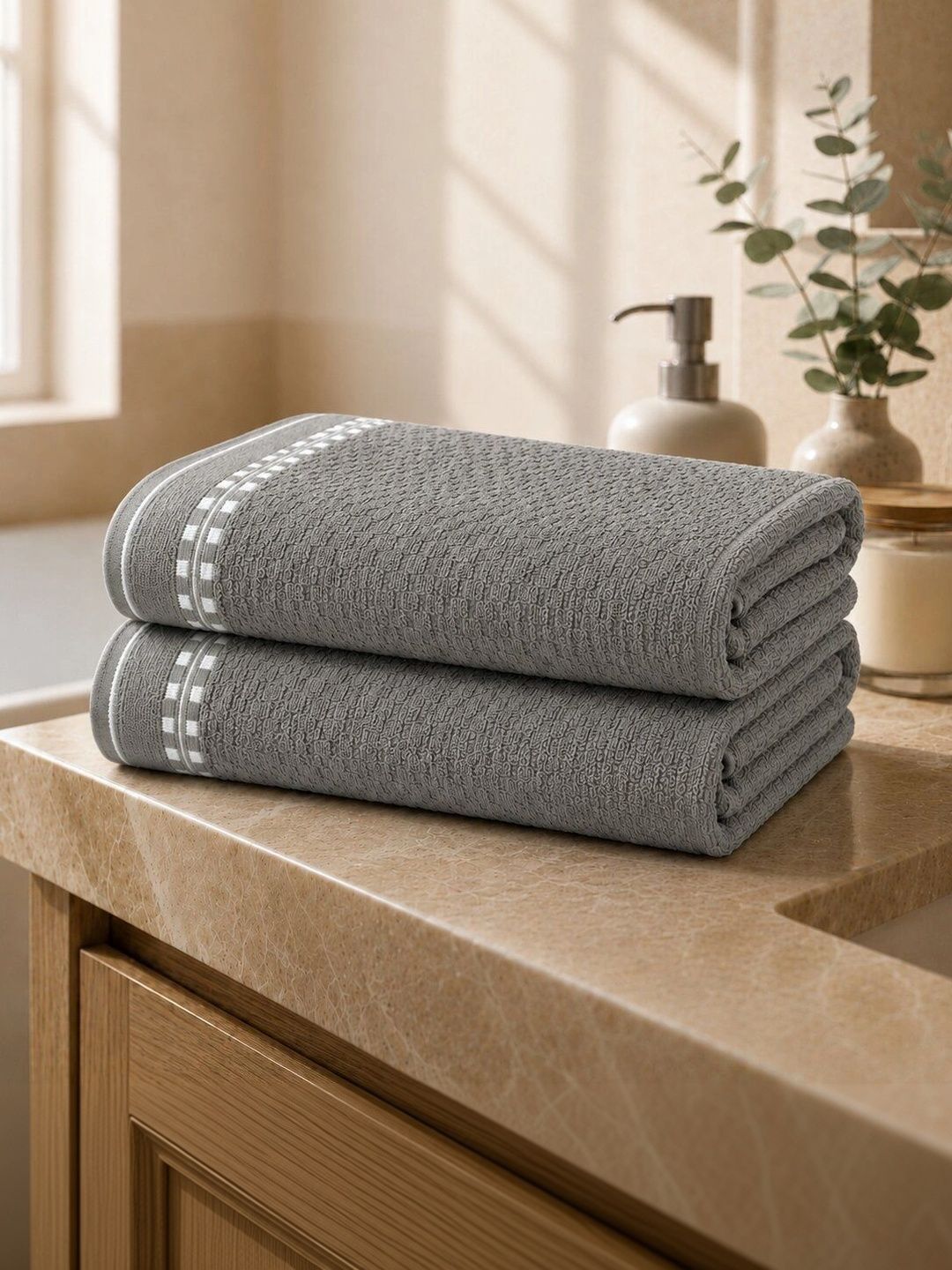 DEMARK 6-Pcs Grey Cotton Hand Towels-image-14