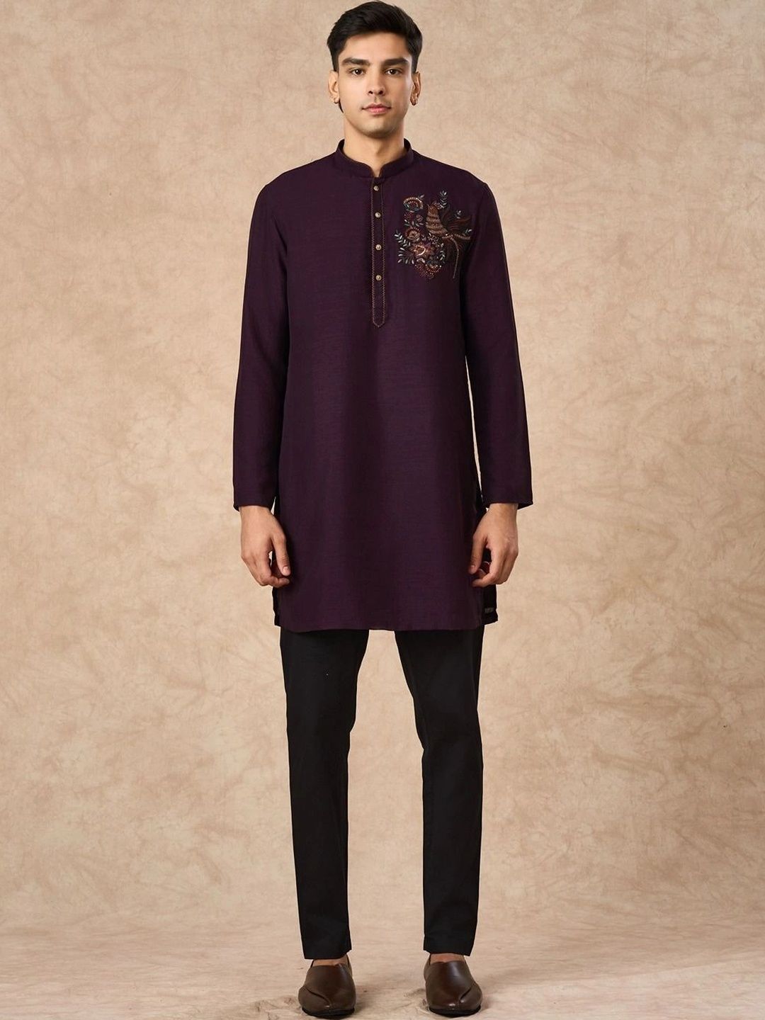 Manyavar Men Ethnic Motifs Embroidered Regular Thread Work Kurta with Trousers-picture-26