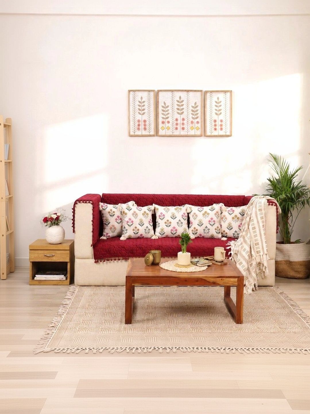 eyda Maroon Sofa Cover With Arms-picture-14