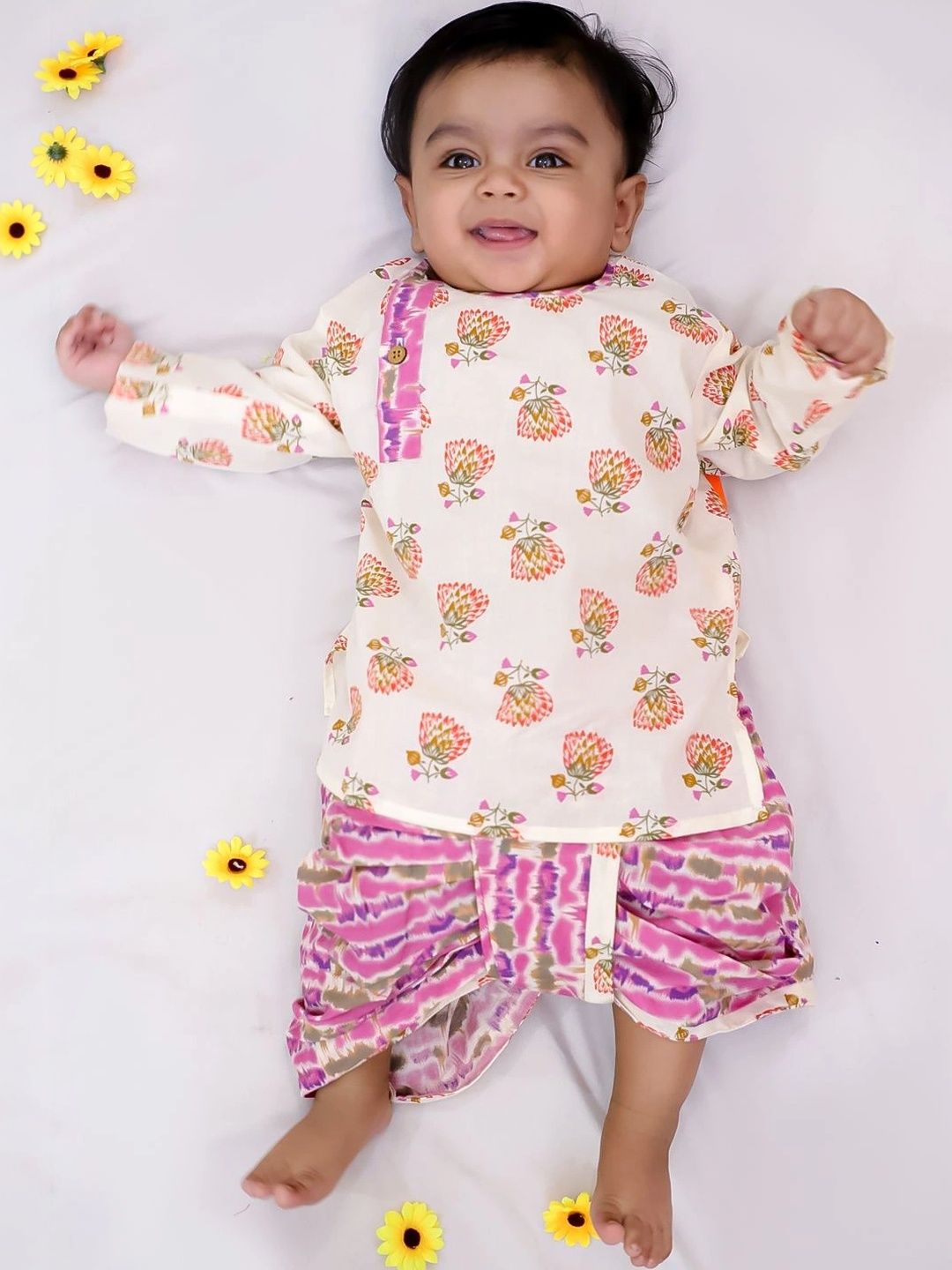 KID1 Boys Ethnic Motifs Printed Regular Pure Cotton Kurta with Dhoti Pants-picture-32
