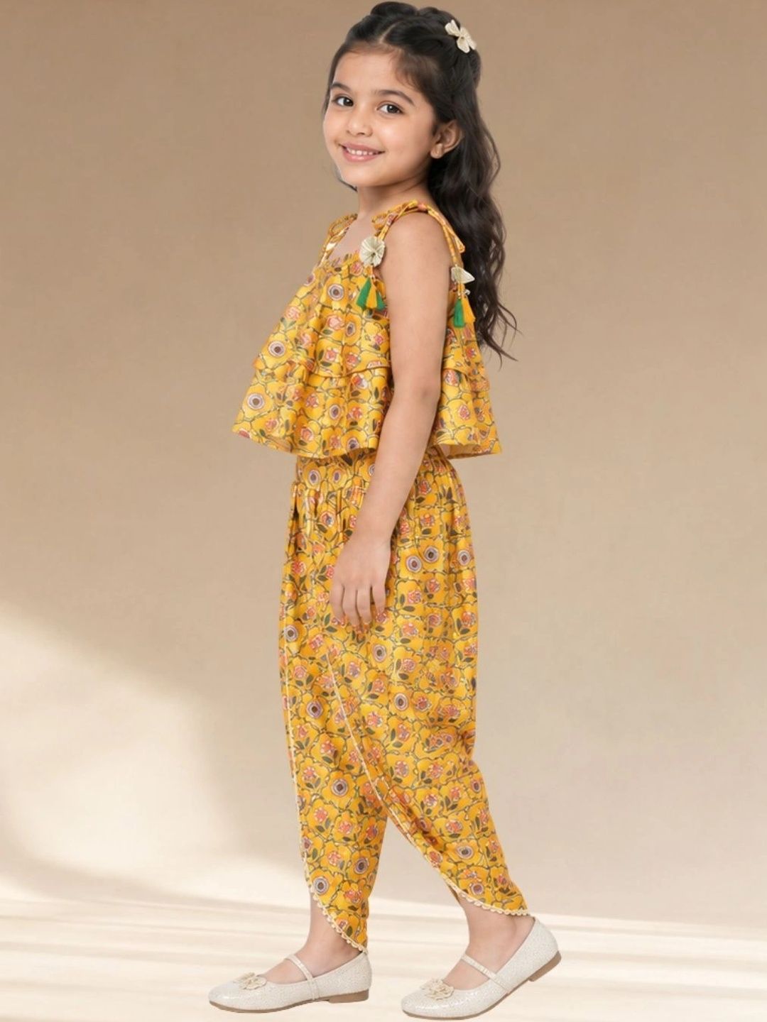 LIL DRAMA Girls Printed Top with Dhoti Pants-picture-41